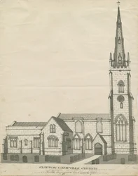 Clifton Campville Church: kynä- ja seepiapiirustus, nd [?1800-luku] (piirustus)