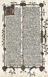 Kopio sivusta Markuksen evankeliumista, Wycliffen raamatunkäännöksestä englanniksi noin vuonna 1400 (painettu).