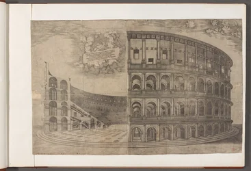 Puuvilla Augustus III, f.53 Colosseum.   Printtejä muinaisista rakennuksista, taiteesta ja niihin liittyvistä kohtauksista, pääasiassa Roomassa