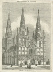 Lichfieldin katedraali - Länsirintama: puupiirros ja [?1800-luku] (painettu)
