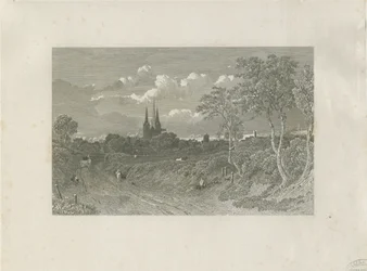 Lichfield Cathedral - West View (kaukainen): kaiverrus ja [?1700-luku] (painettu)