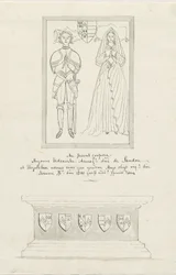 Sandon Church - Hugh Erdeswicken ja Elizabethin [Harcourt] hauta: kynä- ja pesupiirustus, nd [?18th century] (piirustus)