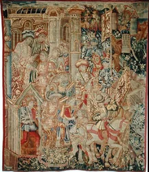 Keisari Titus Vespasianus (9-79 jKr) määräsi poikansa Tituksen (38-91 jKr) palaamaan Jerusalemiin (kuvakudos)