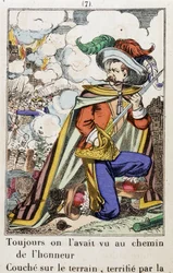 Kapteeni Fracasse - Epinalin kuva ""Olemme aina nähneet hänet kunnian tiellä..."" Theophile Gautier (1811-1872) romaani