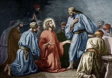 Jeesus Kristus opettava rukous Johannekselle (värikaiverrus)