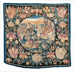 Raamatullinen kuvakudos, joka kuvaa Abigailia ja Daavidia, Pohjois-Saksa, 1500-luvun loppu - 1600-luvun alku (villaa ja silkkiä)