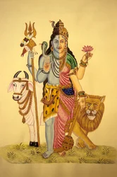 Jumala Shiva Ardnarees Wear Roop, miniatyyri maalaus paperille