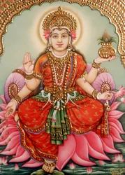 Jumalatar Lakshmi Laxmi miniatyyri maalaus Ivory
