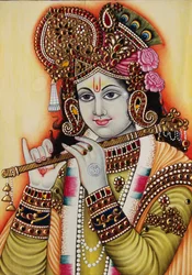 Lord Krishna miniatyyri maalaus paperille