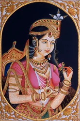 Pienoiskoossa maalaus paperille prinsessa Mumtaz Mahal vaimo Moguli keisari Shah Jahanin vaimo