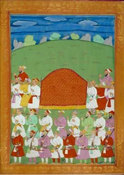 Sulttaanin jalkavaimojen palanquin, Shah alemin hovi. Intian ja persialaisia miniatyyrejä Niccolo Manuccin (1638-1717) "Intian historiassa Tamertantesta Orangreybiin" BN, Pariisi.