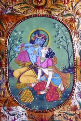 Radha Krishna miniatyyri maalaus paperille