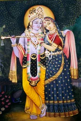 Radha Krishna miniatyyri maalaus paperille