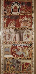 Ramayana-kohtaukset, Valmiki 6. vuosisadalla säveltämä eeppinen runo, joka kertoo legendaa Ramasta. Länsi-Bengal.Victori & Albert Library. Lontoo