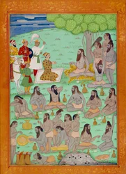 Shah Alemin suvereeni ja guru tuomioistuin. Intian ja persialaisia miniatyyrejä Niccolo Manuccin (1638-1717) "Intian historiassa Tamertantesta Orangreybiin" BN, Pariisi.