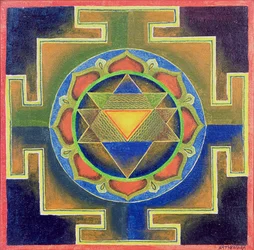 Yantra-maalaus (pigmentti kartongille)