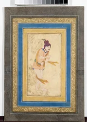 Iranilaisen dervish-mestarin muotokuva (Iranin mestari Dervish) - Maalattu miniatyyri, akvarelli, guassi ja kulta pahville (14,8x7,9 cm), 1600-luvun alku - Valtion Eremitaaši, Pietari (Venäjä)