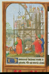 Lisää 35313 f.34 Baabelin tornin rakennus, Bruggessa tai Gentissä, n.1500 (vellum)