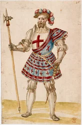 Puuvilla Augustus III, f.25, Ritari sauvavasaralla (vellum)