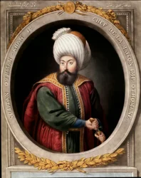 Osmanien valtakunta: ensimmäisen osmanisulttaanin Osman I:n (1299-1326) muotokuva. Topkapı Sarayın kirjasto, Istanbul