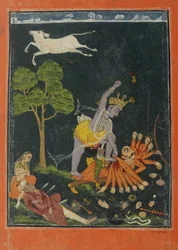 Parasurama tappamassa Karttavirya Arjunaa, Chamba tai Bilaspur, Himachal Pradesh, noin 1750-60