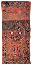 Medaljonkimatto, luultavasti persialainen Kurdistan, 1600-luvun loppu tai 1700-luvun alku (villaa ja puuvillaa)