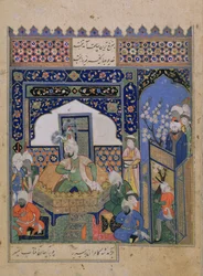 Or.2838 f.20v Timur valtaistuimella Balkhissa, persia (vellum)