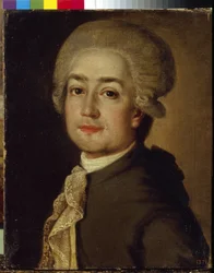 Säveltäjä Fjodor Makarovin (1756-1821) muotokuva (Säveltäjä Fjodor Fjodorovitš Makarovin muotokuva). Anonyymi maalaus, öljy kankaalle, noin 1780. Venäläistä taidetta