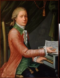 Muotokuva säveltäjä Jevstignei Fominista (1761-1800). Venäläisen mestarin maalaus, öljy kankaalle, n. 1780. Venäläistä taidetta