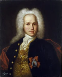 Muotokuva tiedemiehestä, sotainsinööristä ja keksijästä Andrei Nartovista (1683-1756). (Tutkijan, sotainsinöörin ja keksijän A. Nartovin muotokuva). Anonyymi maalaus, öljy kankaalle, noin 1725. Venäläistä taidetta