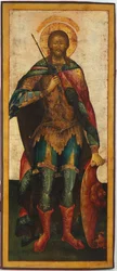 Pyhä Aleksanteri Nevski (1220-1263) - (Saint-Alexandre-Nevski) - Pyhä Aleksanteri Nevski - Venäjän ikoni. Tempera paneelissa, 1700-luvun toinen puoli. Mitat : 142,5x61 cm Ikonen Museum Recklinghausen