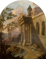 Maisema raunioineen, 1725.
