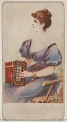 Harmonikka, Musical Instruments -sarjasta N82 Duke-tuotemerkin savukkeille, 1888, 1888.