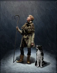 Shepherd With a Border Collie 2018 (raaputusalusta, väritetty digitaalisesti)