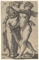 Judith kävelee vasemmalle Holofernesin pää oikeassa kädessään ja vannoo..., n. 1530-50.