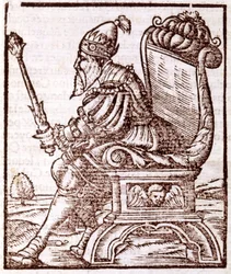 Qubilai (Kubilai Khan, Mongolian Yuan-dynastian ensimmäinen keisari (1215-1294) - S. Munsterin "" Cosmographia" -kirjassa, Pariisi