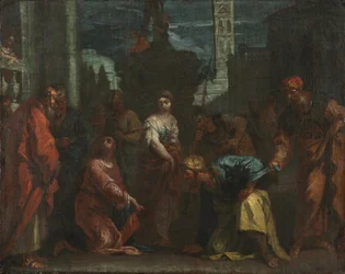 Cristo e a mulher apanhada em adultério, meados de 1700 (óleo sobre tela) finlandês