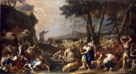 Mooses saa veden virtaamaan kalliosta, 1725-26