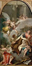 Pyhän Teresan Avilalaisen (1515-1582) näky - Sebastiano Ricci (1659-1734). Öljy kankaalle, n. 1728. Mitat : 71,5x37 cm. Taidehistoriallinen museo, Vienne