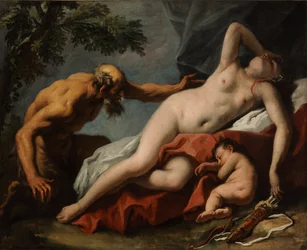 Venus ja Satyr - Sebastiano Riccin maalaus