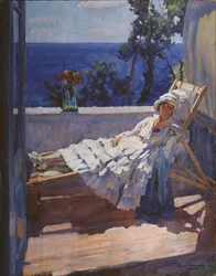 Nainen parvekkeella, 1916