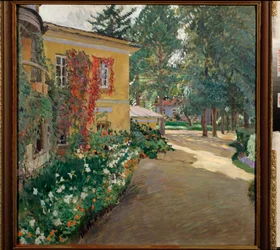 Maatilalla - Sergei Arsenjevitš Vinogradin (1869-1938) maalaus öljy kankaalle