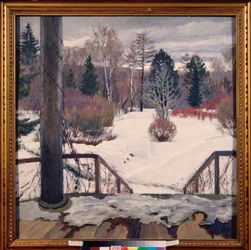Kevät tulee - Sergei Arsenjevitš Vinogradovin (1869-1938) maalaus öljy kankaalle