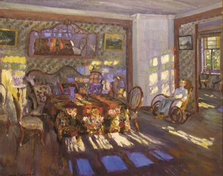 Auringonvalo värillisten lasiikkunoiden läpi, 1916
