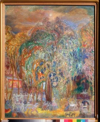 Night Fete (Night Fete) - Sergei Jurievich Sudeykin (Serge Soudeikine) (1882-1946) maalaus, tempera kankaalle