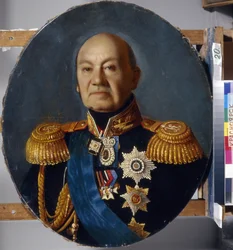 Arseni Andrejevitš Zakrevskin (Arseni Andrejevitš Zakrevski) muotokuva (1783-1865). Peinture de Sergey (Sergei, Serguei) Konstantinovich Zaryanko (Zarianko) (1818-1870), huile sur toile, apres 1848. Art russe 19e siecle, klassismi. Osavaltio v. Suriko