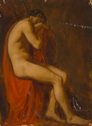 Istuva alaston