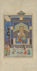Bahram Gur Turquoise Palacessa keskiviikkona, Folio 216 Khamsasta...AH 931AD1524-25