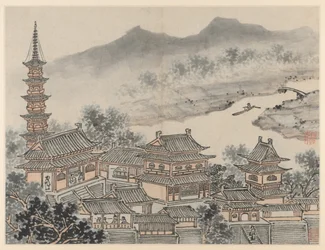 Kaksitoista näkymää Tiger Hillille, Suzhou: Tuhannen Buddha Hall ja "Cloudy Cliff" -luostarin pagodi