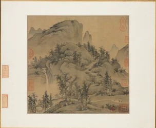 Matkailijat Autumn Mountainsissa, 1300-luvun ensimmäinen puolisko.